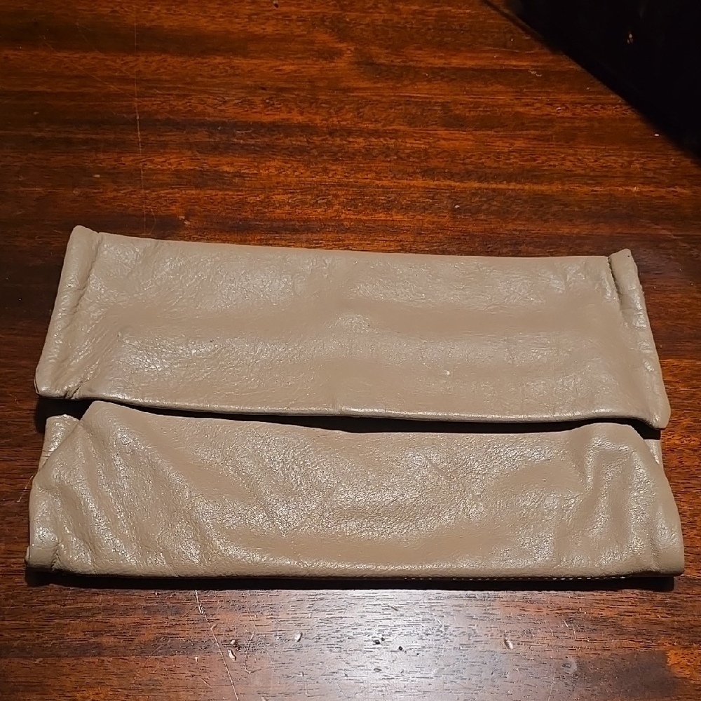 Tan Suede Envelope Clutch with Fold-Over Closure